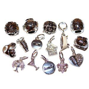 DaVinci Charm Bead Lot of 15 (for bracelets) Mother Mom Baby Family Silver NWOT